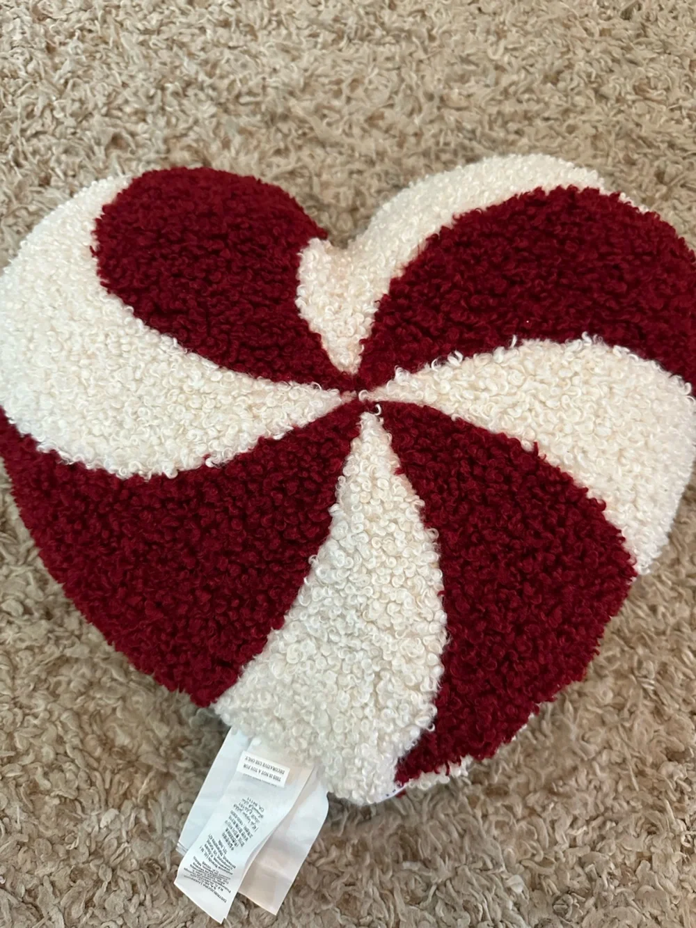 Pottery Barn Peppermint Swirl Heart Shaped Pillow